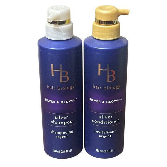 Hair Biology Silver & Glowing Silver Shampoo & Conditioner Set 12.8 Fl Oz Each - Picture 1 of 2